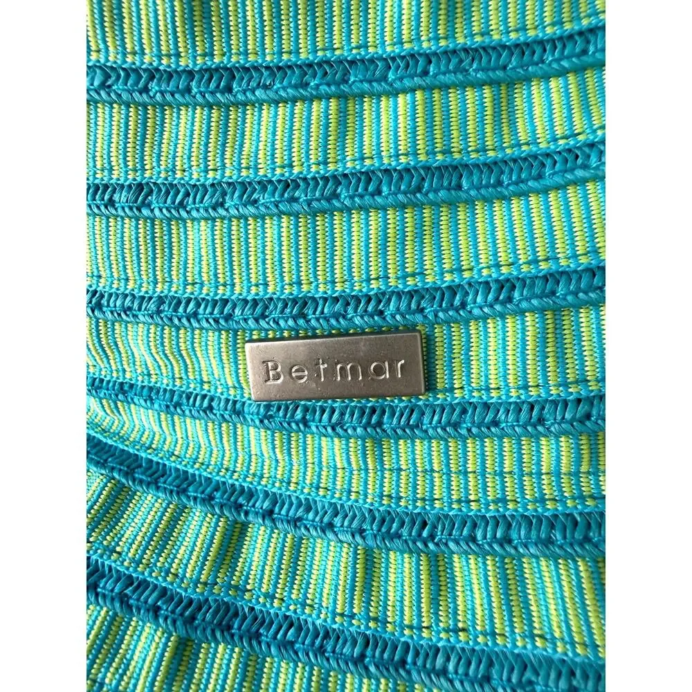 Betmar Espanola Way Ribbon Sun Hat in Turquoise and Green Packable